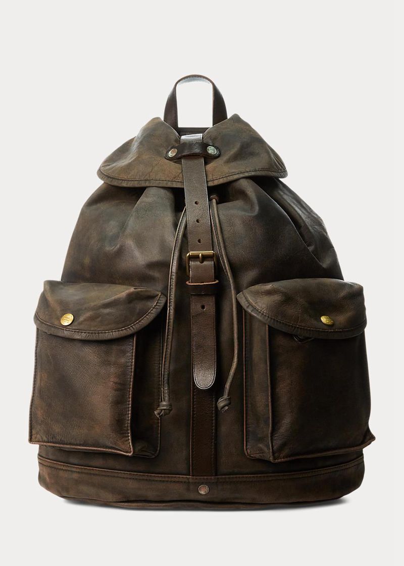 RRL バッグ メンズ ブラウン レザー Rucksack EGTLK7653